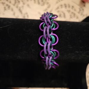 Purple and Green Chainmail Bracelet
